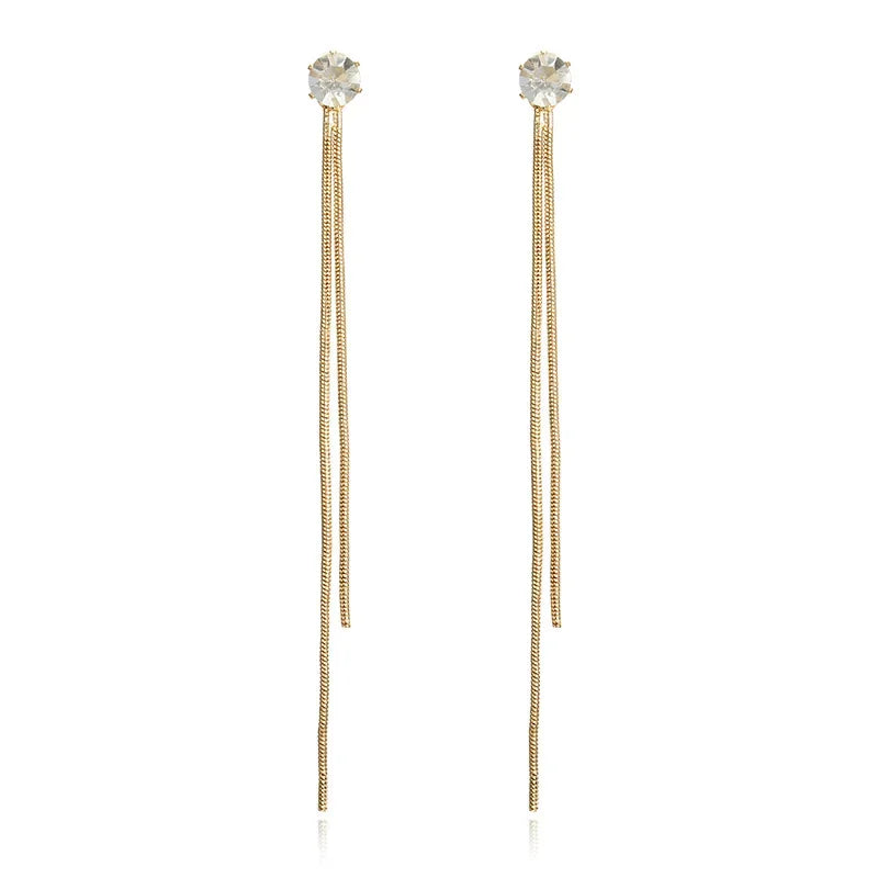 Mode Kristall Lange Quaste Baumeln Ohrringe für Frauen Elegante Temperament Tropfen Ohrring Trend Schmuck Geschenk Mehrere tragen methode