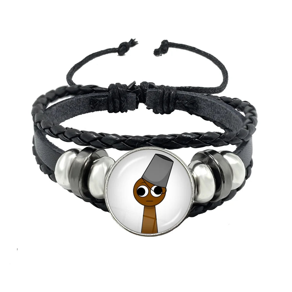 Sprunki Incredibox Anime Cartoon Charakter Leder Seil Armband Kunst Mehrschichtige geflochtene Armbänder Handgefertigte Schmuckzubehör