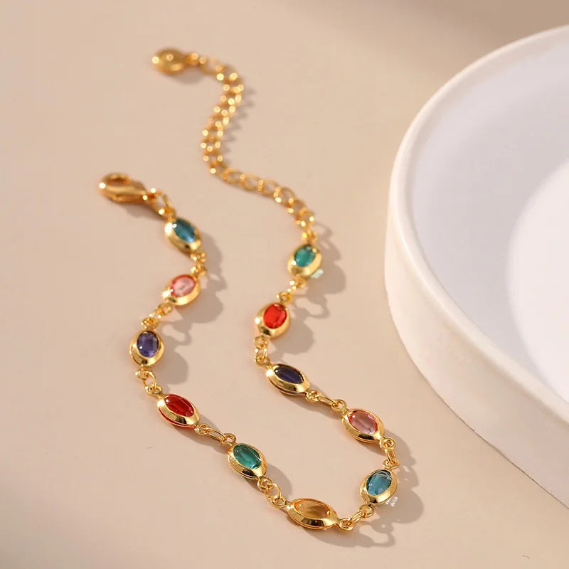 Elegantes 18 Karat vergoldetes buntes Strass-Perlen-Armband für Frauen, 2025, neuer Trend, Armbänder, Party-Schmuck, Geschenke
