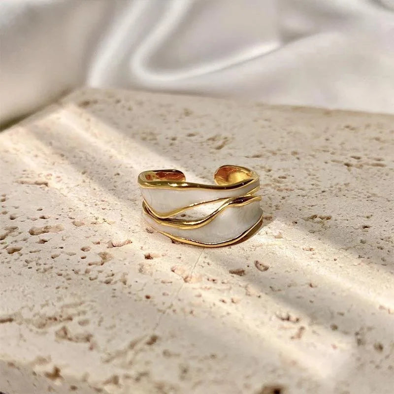 Retro Gold Farbe Doppel Öl Tropf Offene Ringe für Frauen Luxus Unregelmäßige Einstellbare Finger Ring 2025, Neue Trendy Hochzeit Schmuck