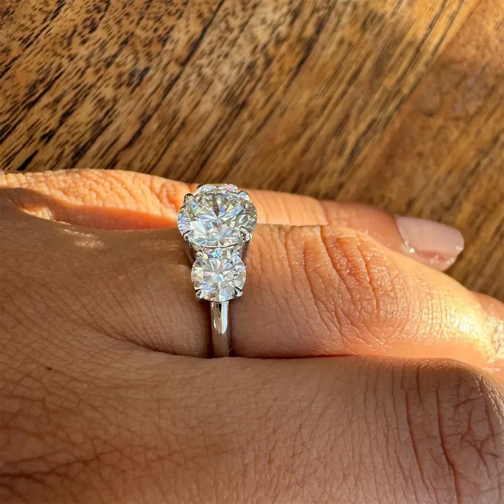 4-Karat-Moissanit-Ring mit Zertifikat, 925er-Sterlingsilber, Labordiamant im Brillantschliff, Verlobungsring, Ehering für Frauen