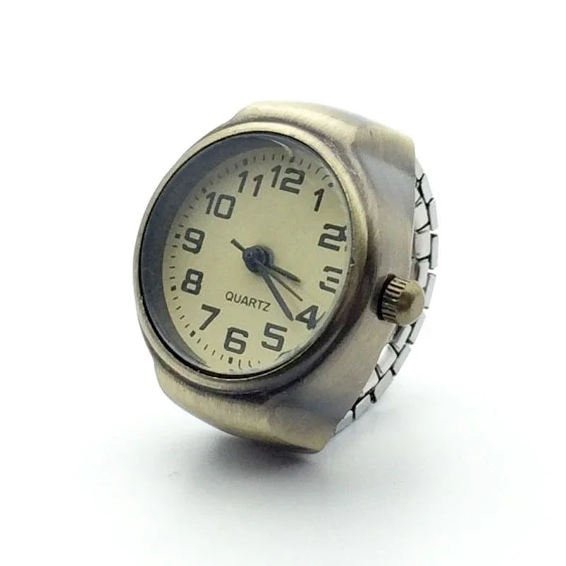 Vintage Punk Finger Uhr Mini Gummiband Legierung Uhren Paar Ringe Schmuck Uhr Retro Römischen Quarzuhr Ringe Frauen Männer