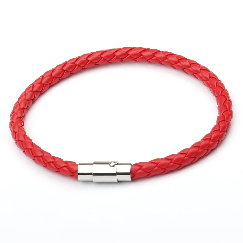 Unisex geflochtene Lederarmbänder für Männer und Frauen, verschiedene Farben, Seil-Lederarmband, Metall-Magnetverschluss, Paar-Kordel-Armband
