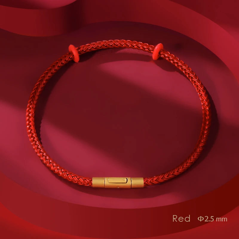 Einfache Stil Viel Glück Rot Leder Armband Für Unisex Grade 2mm DIY Perlen Edelstahl Dünne Armband Weibliche Mode schmuck