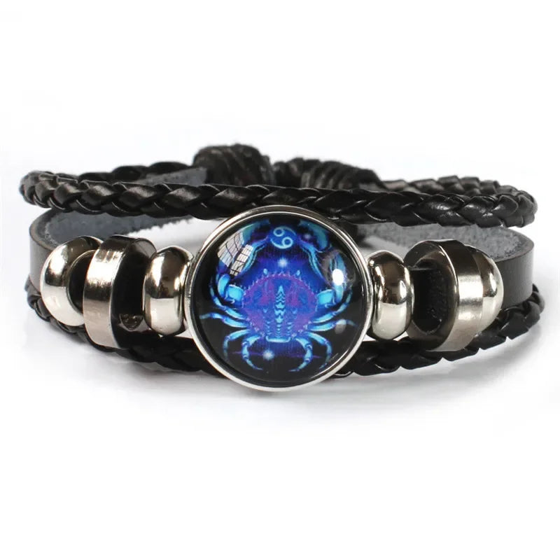 12 Sternzeichen Sternbild Charme leuchtendes Armband Männer Frauen Mode mehr schicht ige Webart Leder Armband & Armreif Geburtstags geschenk
