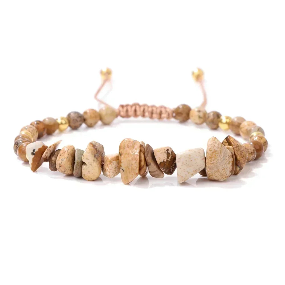 Unregelmäßige Natursteinperlen handgewebtes Armband Damen Kies geometrische Kunst Retro einfache verstellbare Armband Zubehör