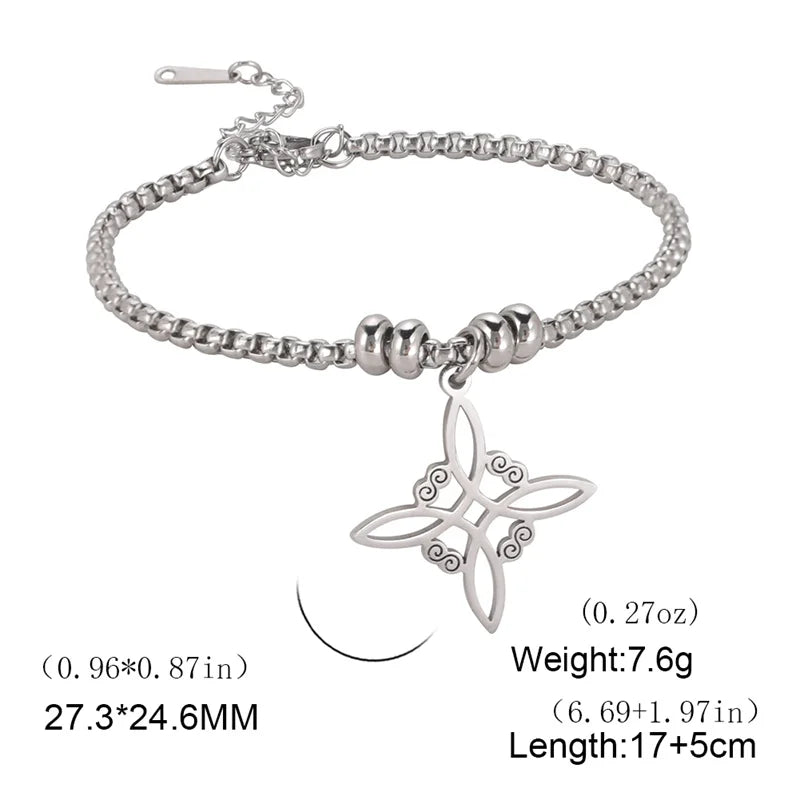 Vintage Edelstahl Armband für Männer Frauen Hexe Knoten Hexerei Anhänger Mann Armband Schmuck Armbänder homme Geburtstag Geschenke