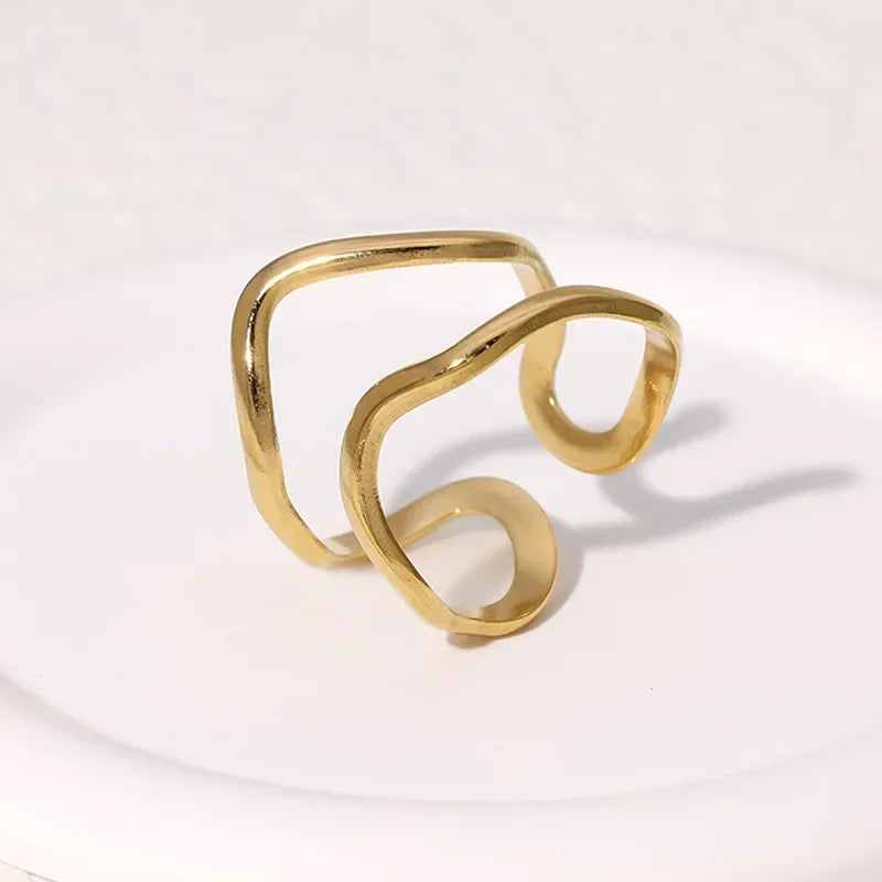 LATS Edelstahl-Ringe in Goldfarbe für Damen und Herren, 2024, farbecht, beliebt, Party, personalisierbar, übertriebener Charms, Schmuck, Geschenke