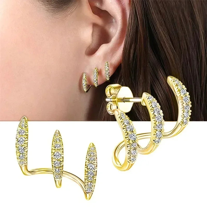Ohrstecker aus 925er-Sterlingsilber mit Krallen und Kristall-Gold-Ohrring, AAA-Stein, modernes Design, Modeaccessoires für Damen, 2025, Schmuck
