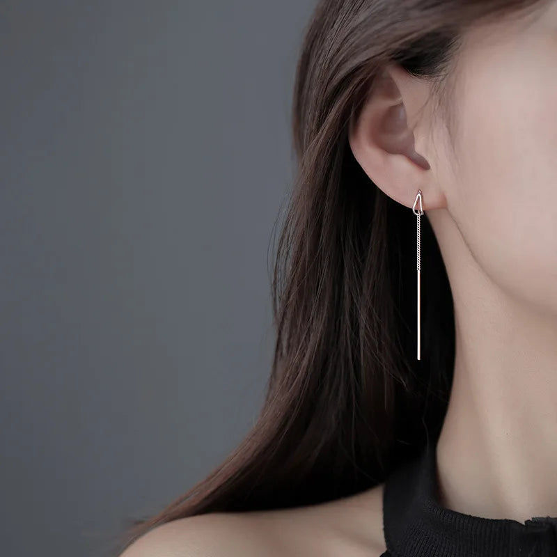 Einfache Stil Box Kette Quaste Drop Ohrringe Für Frauen Lange Baumeln Ohrring Piercing Linie Zubehör Dünne Mini Trendy Ohr Schmuck