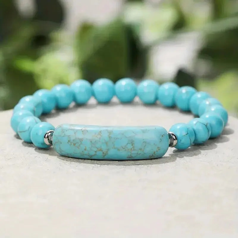 1 Stück Heilung handgemachtes Steinarmband Türkis Natürlicher Malachit Edelstein Kristall Raues Armband Körper Energie Yoga