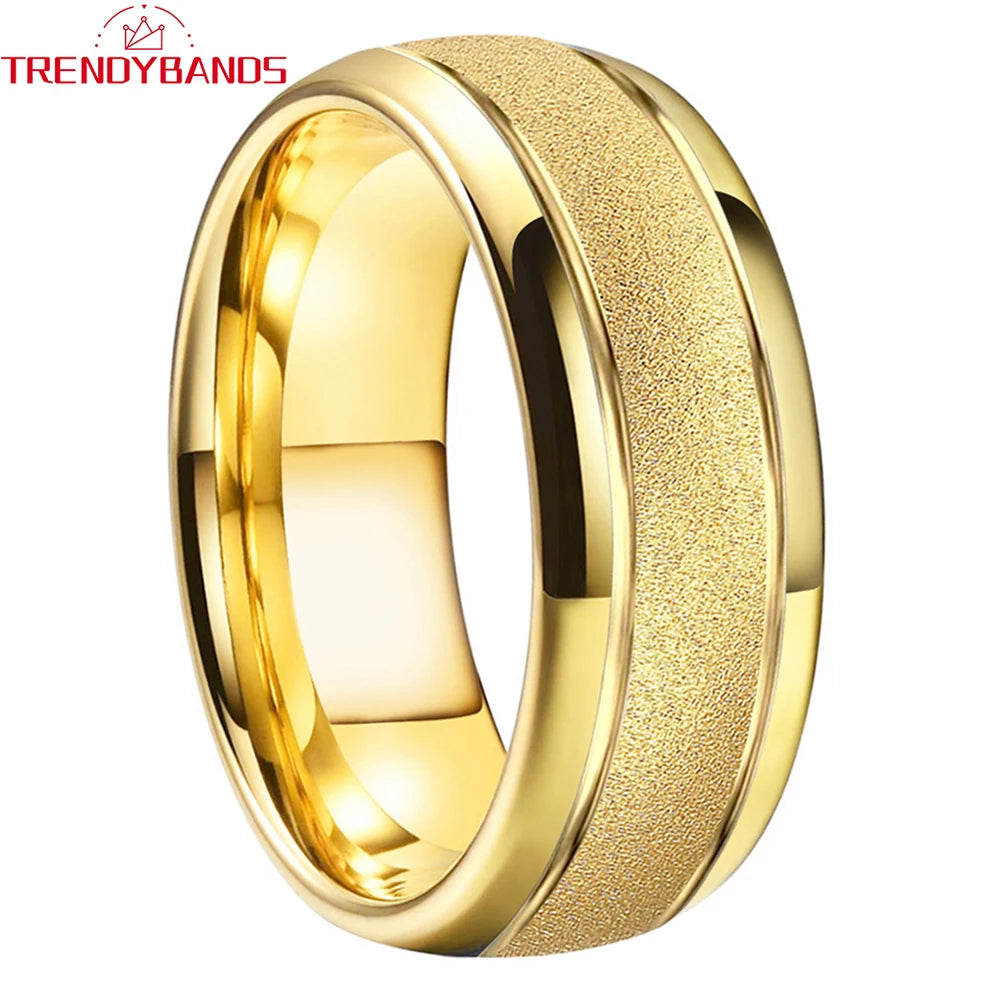 6mm 8mm Dropshipping Sandgestrahlter Wolframring für Damen Herren Mode Verlobung Ehering Comfort Fit