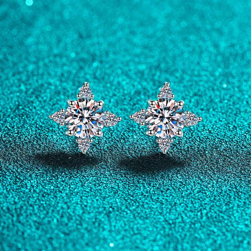 PANQDIY Mode Schneeflocke Ohrringe S925 Sterling Silber Intarsien Zirkon Stud Ohrringe für Weibliche Frauen Ohr Schmuck