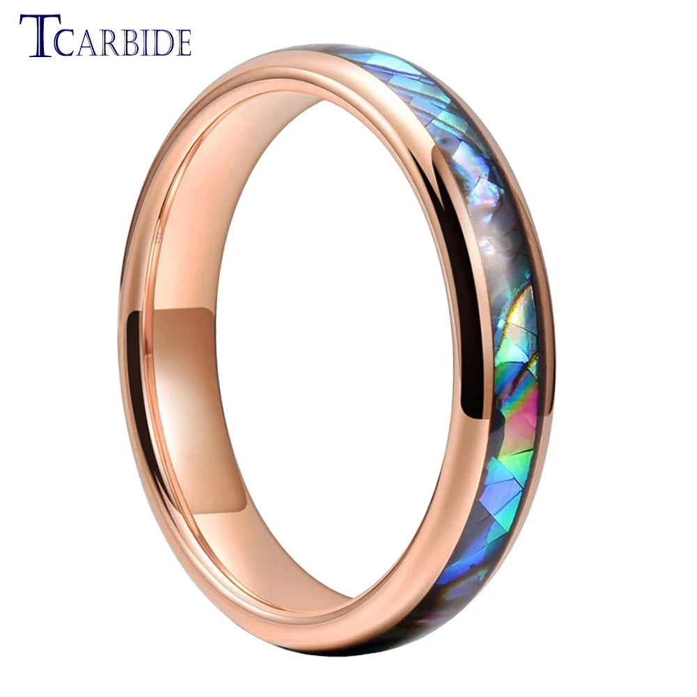 4mm Frauen Ring versand kostenfrei Wolfram Ehering Abalone Shell Inlay gewölbten polierten trend igen Schmuck