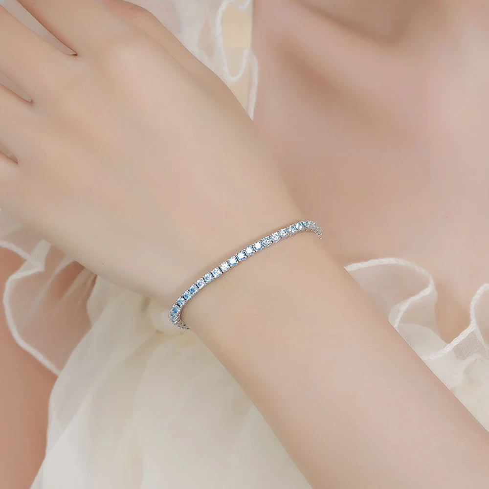 TEMGF Farbverlauf-Moissanit-Armbänder, S925-Sterlingsilber, edler Schmuck für Frauen und Mädchen, einzigartige funkelnde Datum, Geburtstagsgeschenke