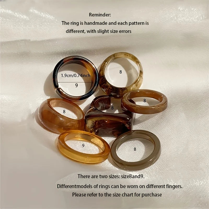 7-teiliges Set mit unregelmäßig gestapelten Retro-Leopardenmuster-Ringen für Damen mit einzigartigem Persönlichkeitsdesign, geeignet für den täglichen Party-GIF