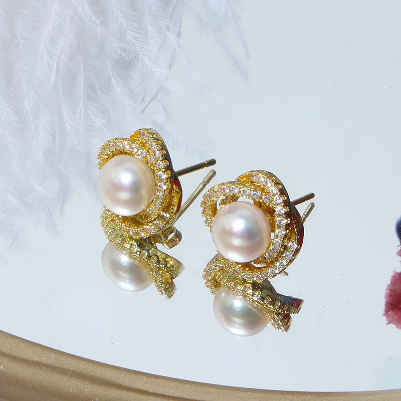 Neue eingelegte Zirkon Perle Halskette Ring Ohrringe dreiteiliges Set für Frauen stilvolle tägliche Accessoires Party Schmuck Geburtstags geschenke