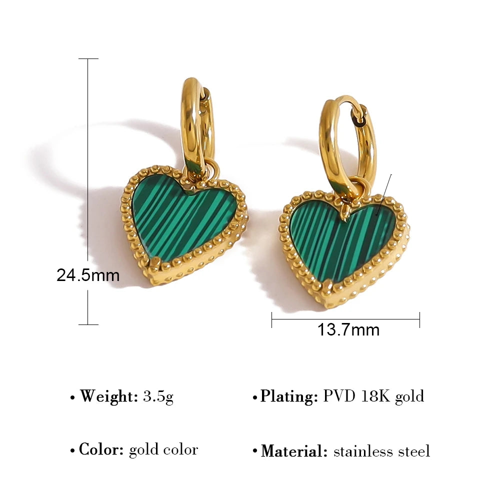 WILD & FREE Herz-Charm-Edelstahl-Armband, Halskette, Ohrringe für Damen, 18 Karat vergoldet, elegantes Vintage-Schmuckset