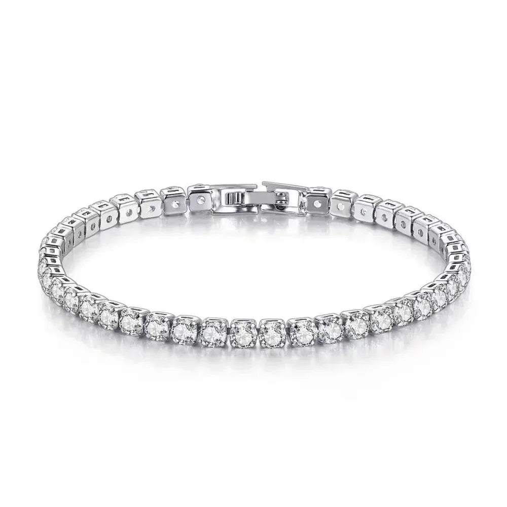 S925 Sterling Silber Armband Zirkonia Tennis Ball Frauen Mode Einfache Verlobung Hochzeit Charme Schmuck 4mm 16-23 cm