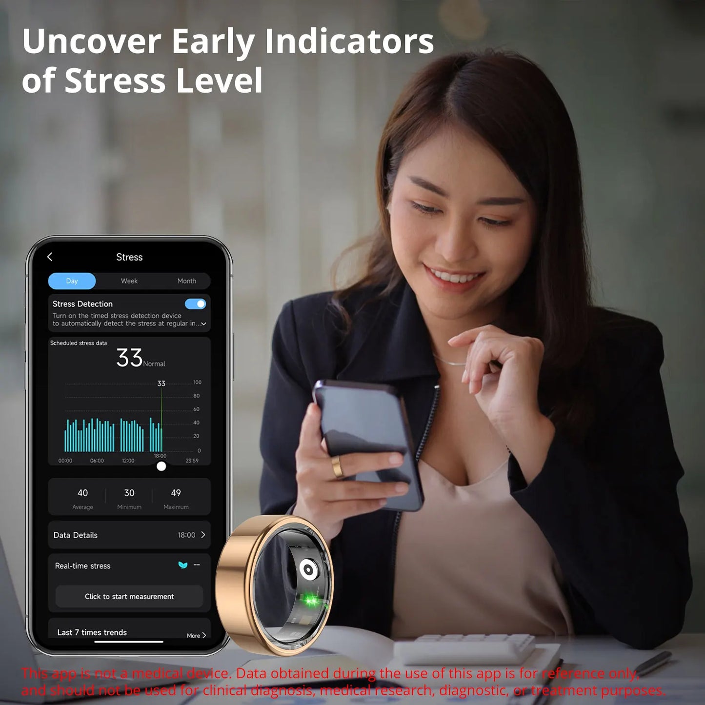 2024 COLMI R02 Smart Ring mit Ladeetui für Männer und Frauen, Akkulaufzeit, 39 Tage, Gesundheitsmonitor, 5 ATM wasserdicht