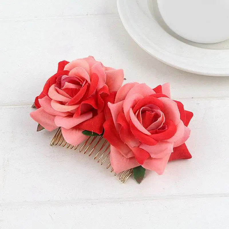 Flamenco Blumen Für Haar DIY Kopfschmuck Für Braut Beflockung Tuch Rote Rose Blume Haarnadel Haar Clip Party Haar Zubehör