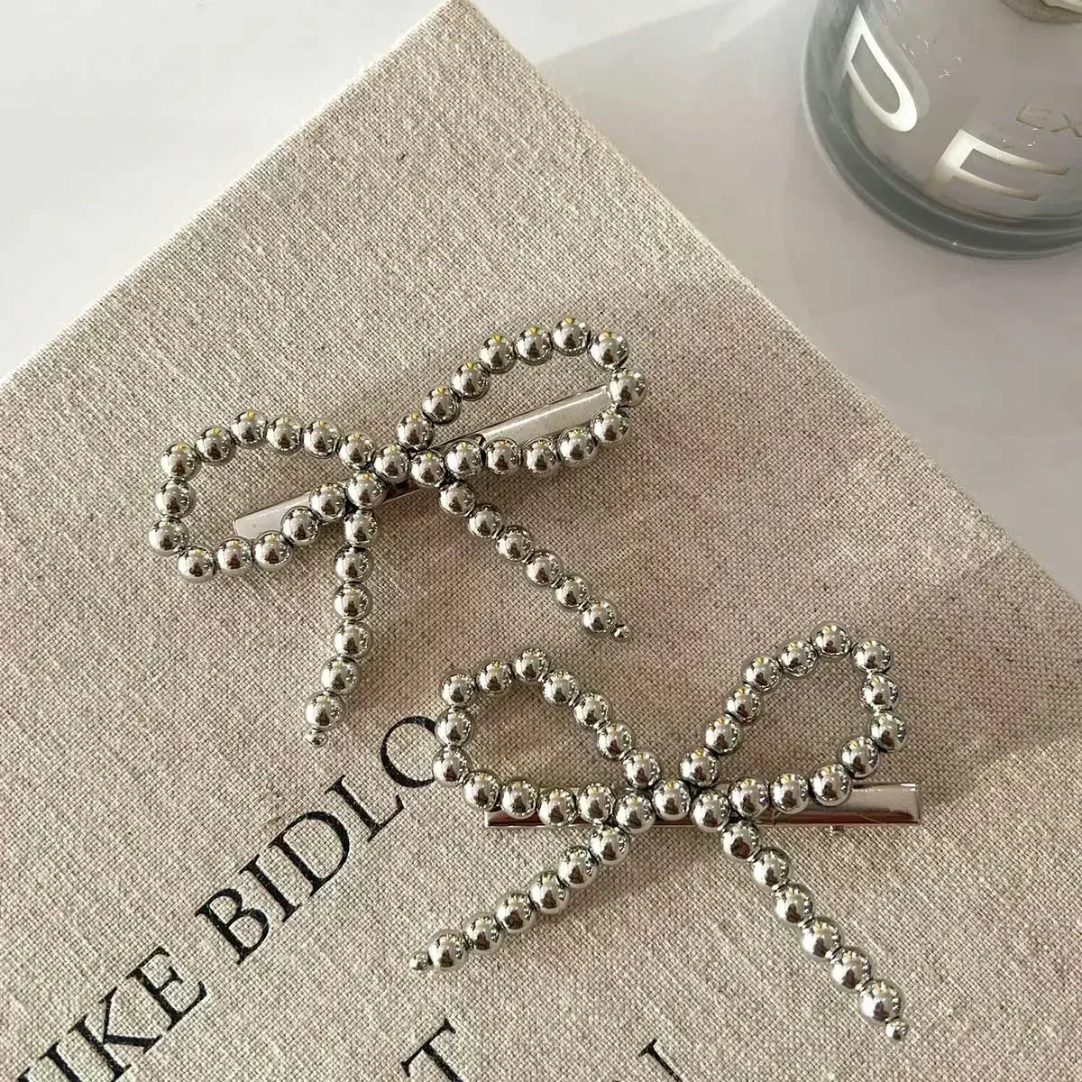 Neue Koreanische Mode Frauen Perle Haar Clips Pins Nette Mädchen Perle Haarspange Bögen Haarnadel Metall Haar Clips Y2k Mädchen Haar Zubehör