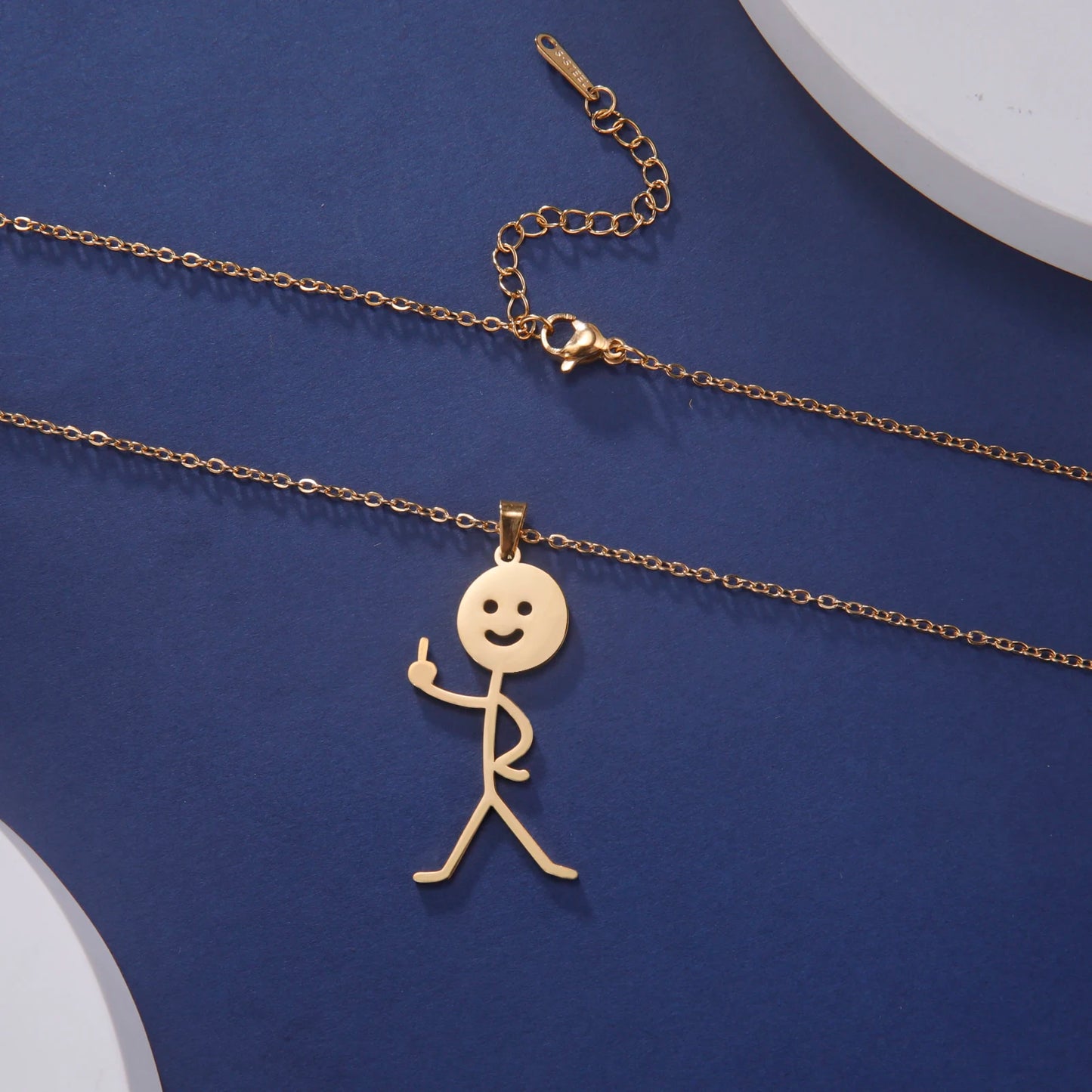 Skyrim Hip Hop Doodle Halskette für Männer Frauen Edelstahl Lange Hals Kette Mode Mittelfinger Stickman Schmuck Neu