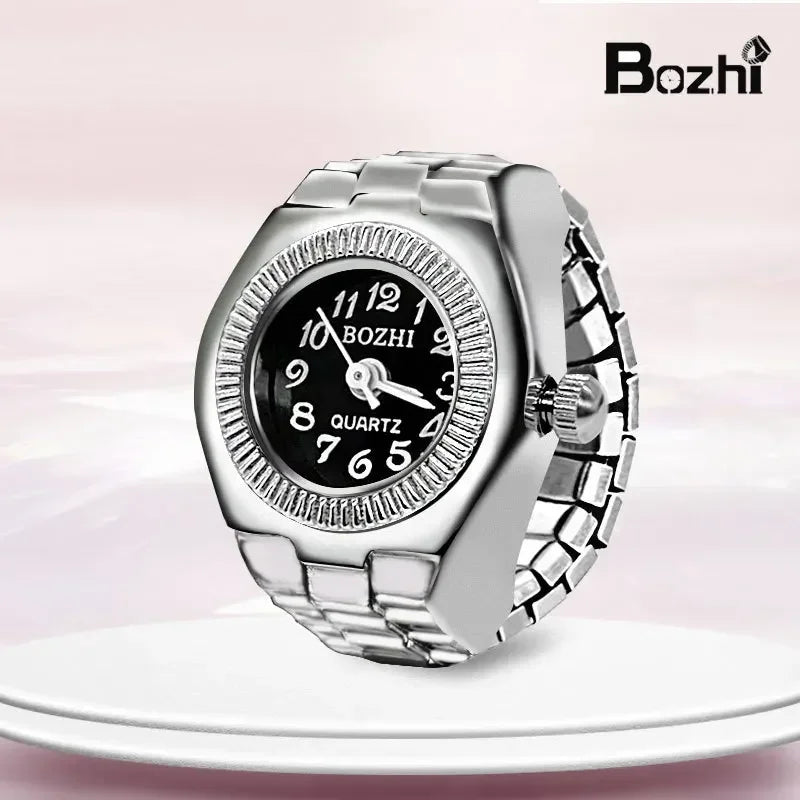 Vintage Punk Quarz Fingeruhr Ring für Frauen Männer Paar Ringe Digitale Uhren Elastische Dehnbare Finger Band Ring Schmuck Uhr