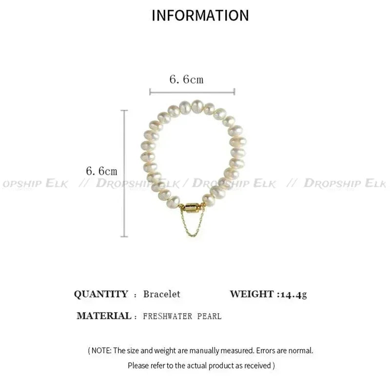 Elegantes natürliches Süßwasserperlen-Armband für Damen, magnetische Knöpfe, kreatives Design, Armband, Hochzeit, Schmuckzubehör