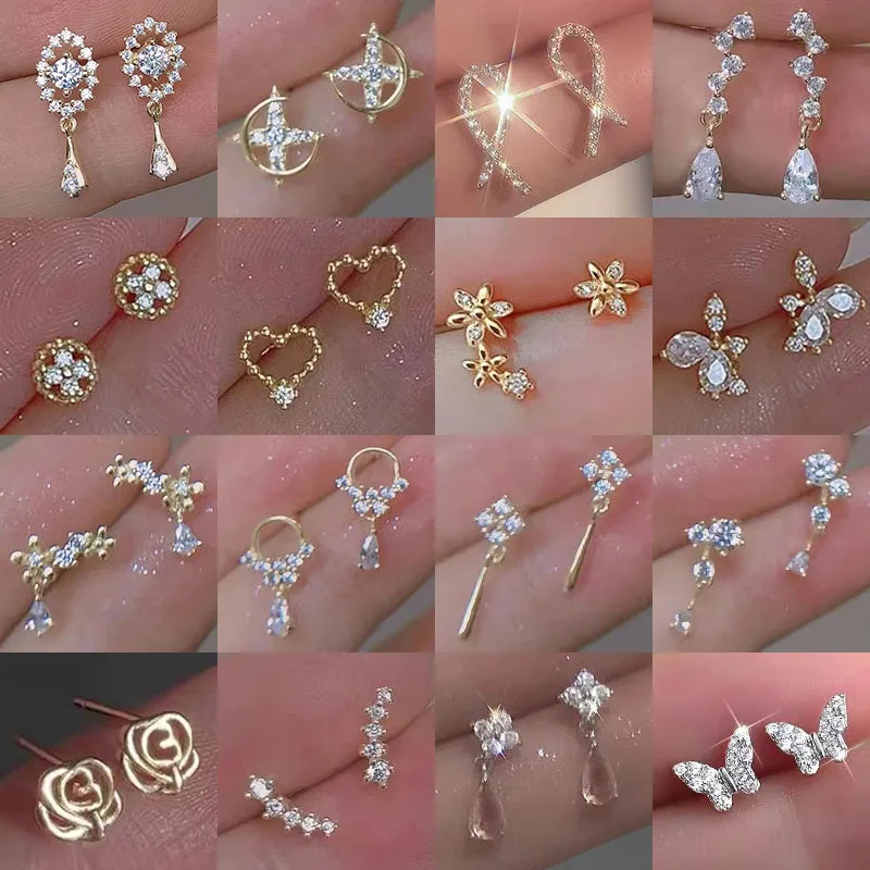 925 Silber Nadel Zirkon Ohrringe Hypoallergen Mode Ohrstecker Weiblichen Anhänger Quaste Anhänger Ohrringe für Frauen Schmuck Geschenk