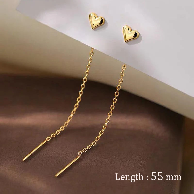 Einfache Stil Box Kette Quaste Drop Ohrringe Für Frauen Lange Baumeln Ohrring Piercing Linie Zubehör Dünne Mini Trendy Ohr Schmuck