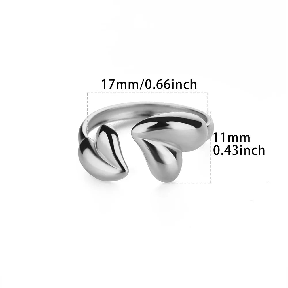 Unregelmäßige Herz Design Edelstahl Offene Ringe Für Frauen Gold Farbe Hochzeit Ästhetischen Ring Schmuck Zubehör Weihnachten Geschenk