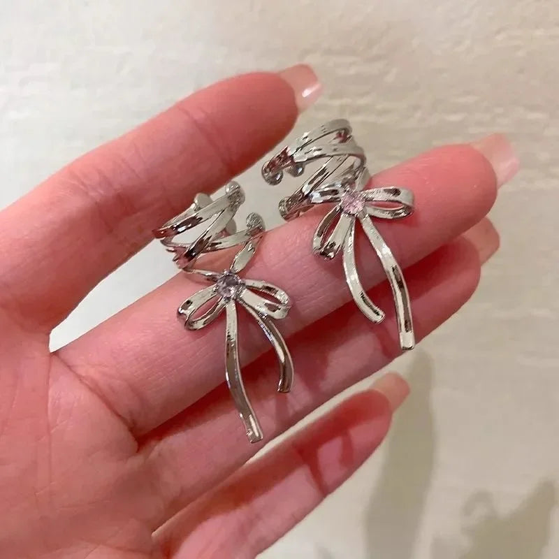 Rosa Schmetterling Ohr manschette Ohrringe für Frauen Mädchen Mode Bowknot keine Piercing Clips Ohrring gefälschte Piercing Ballett Clip auf Schmuck