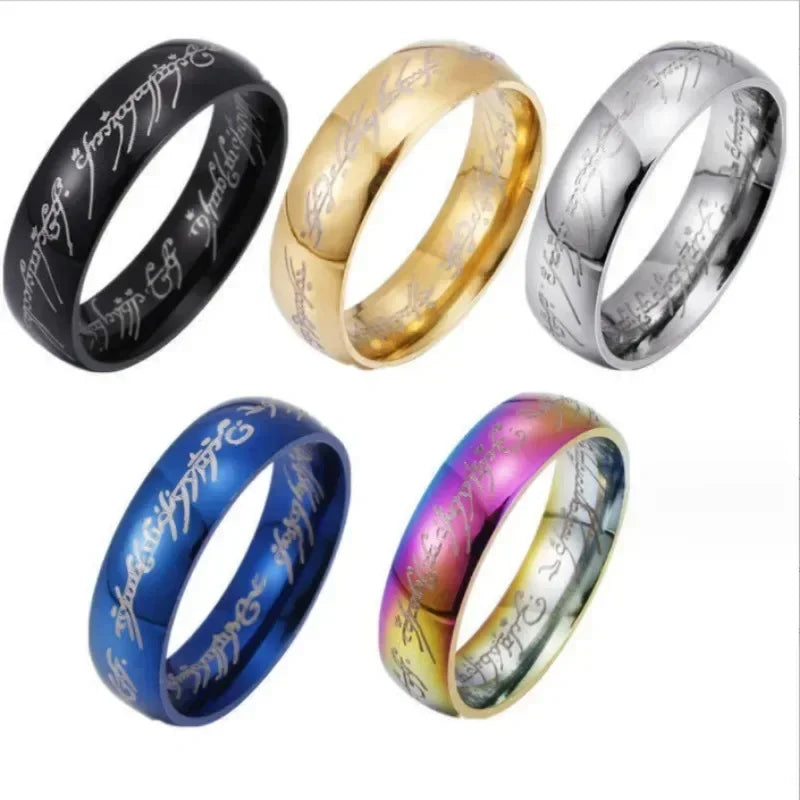 Trendige Edelstahl-Lasergravur, exquisite Paare, Eheringe für Männer und Frauen, modischer Film, Schmuck, Geschenke