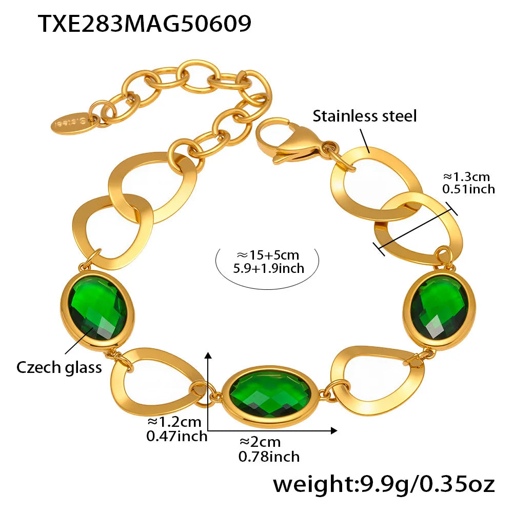 Kettenarmband aus 316L-Edelstahl mit glänzendem, facettiertem tschechischem Kristallglas für Damen. Hochwertige Luxus-Edelstein-Damenarmbänder