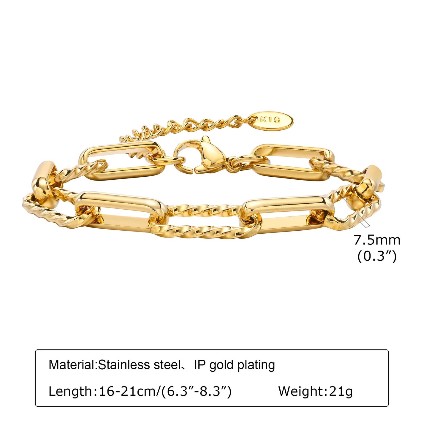 Miami Cuban Link Chain Armband für Damen, Edelstahl, goldfarben, verstellbar, minimalistische Armbänder, Schmuck, Geschenke
