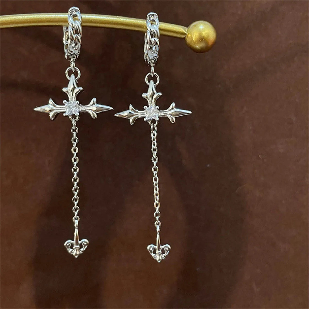Persönlichkeit Mode Zirkon Kreuz Quaste Hängen Ohrringe für Frauen Pendeln Temperament Kleine Hoop Ohrring Partei Schmuck Geschenk