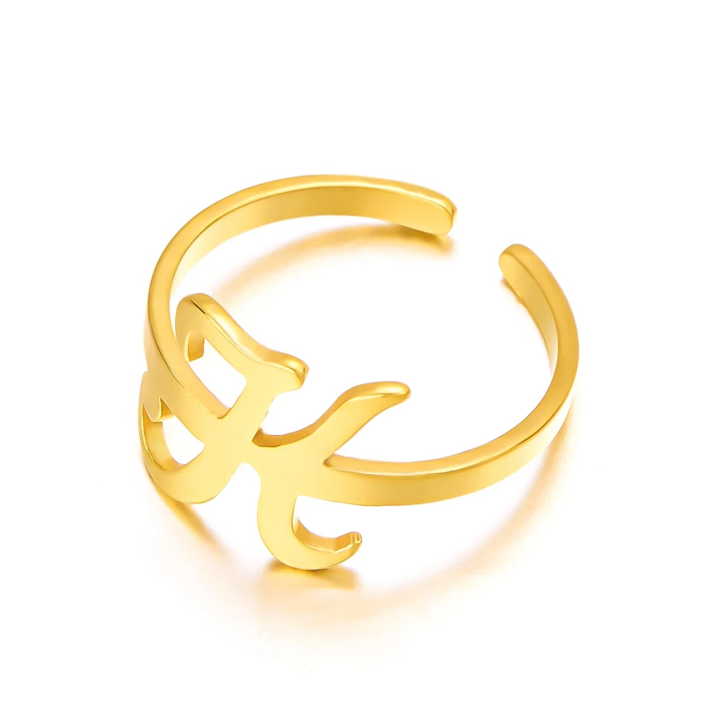 Ringe mit Anfangsbuchstaben für Damen, goldfarben, Edelstahl, A-Z, Buchstabe, verstellbarer Ring, ästhetisch, Hochzeit, Weihnachten, Schmuck, Geschenk