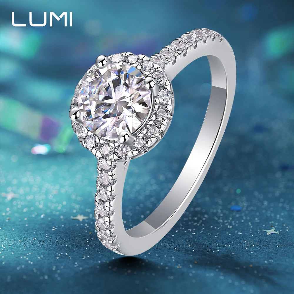 0,5–1 Karat voller Moissanit-Ring aus S925-Sterlingsilber | Luxuriöser Braut-Verlobungsring, hypoallergener Ehering, im Labor gezwachsener Diamant