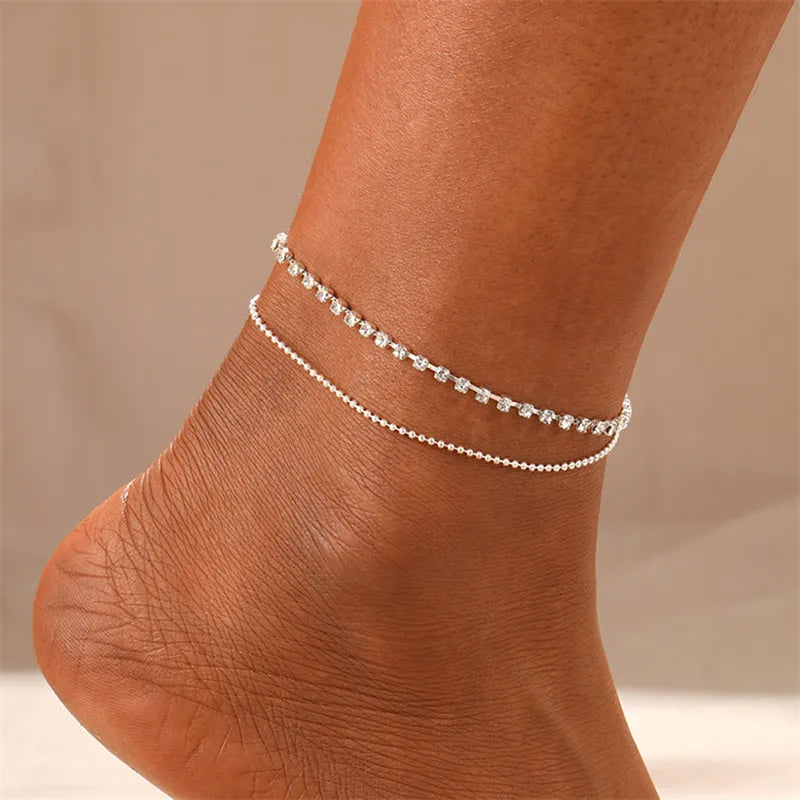 2024 sommer Neue Gold Farbe Fußkettchen Für Frauen Edelstahl Firga Kette Füße Schmuck Layered Link Kette Zubehör