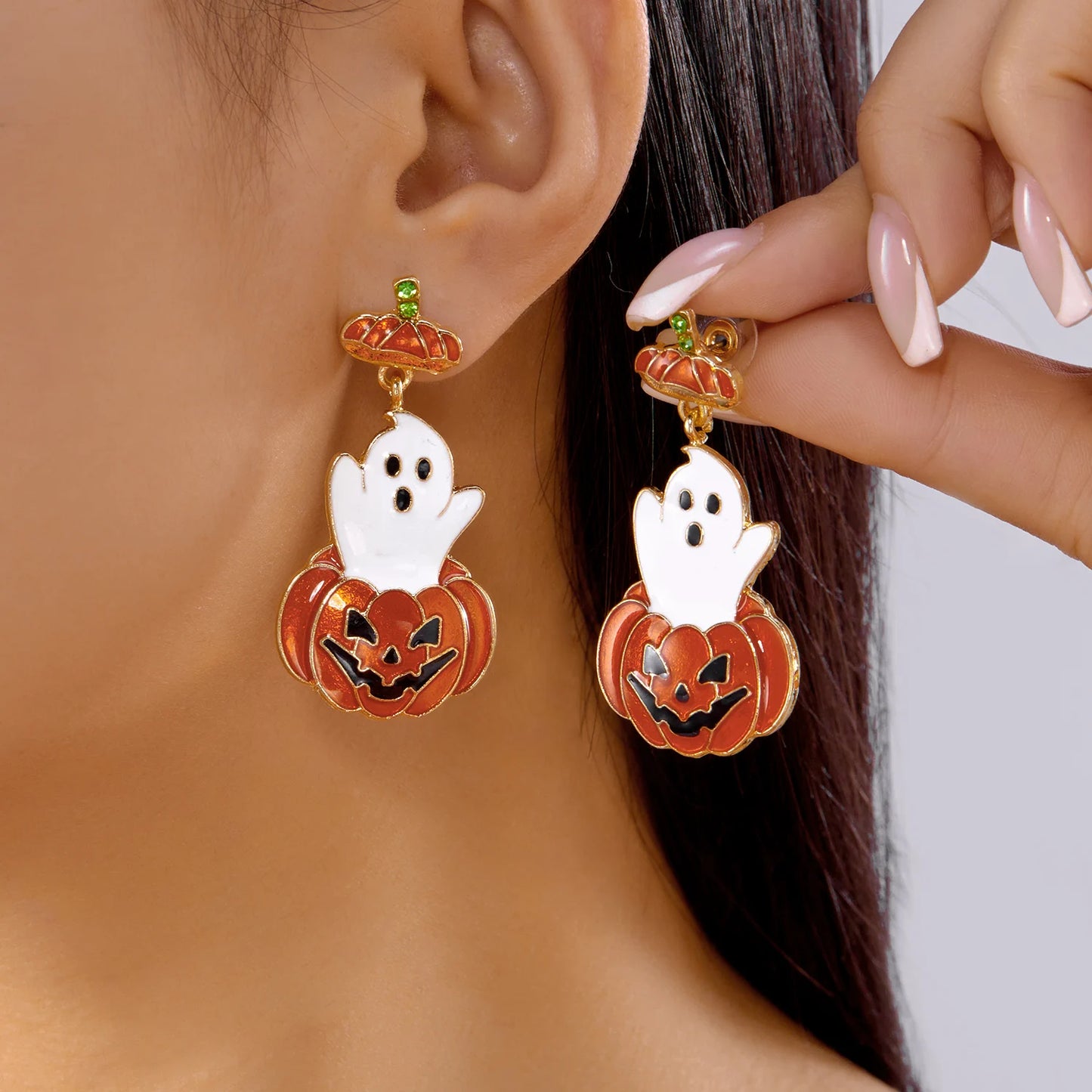 Halloween Niedliche Kürbis Geist Kristall Zirkon Baumeln Ohrringe für Frauen Lange Quaste Tropft Ohrring Halloween Party Schmuck