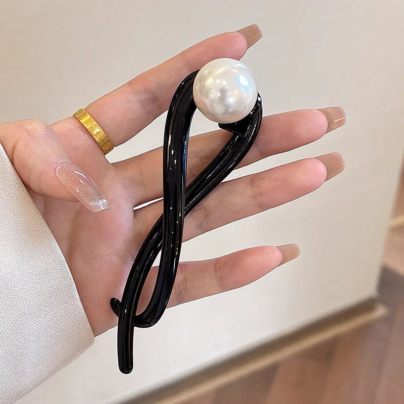 Neue Twist Haarspange Kunststoff Acryl Perle Imitation Perle Haarnadel Twisted Design Frauen Haarschmuck