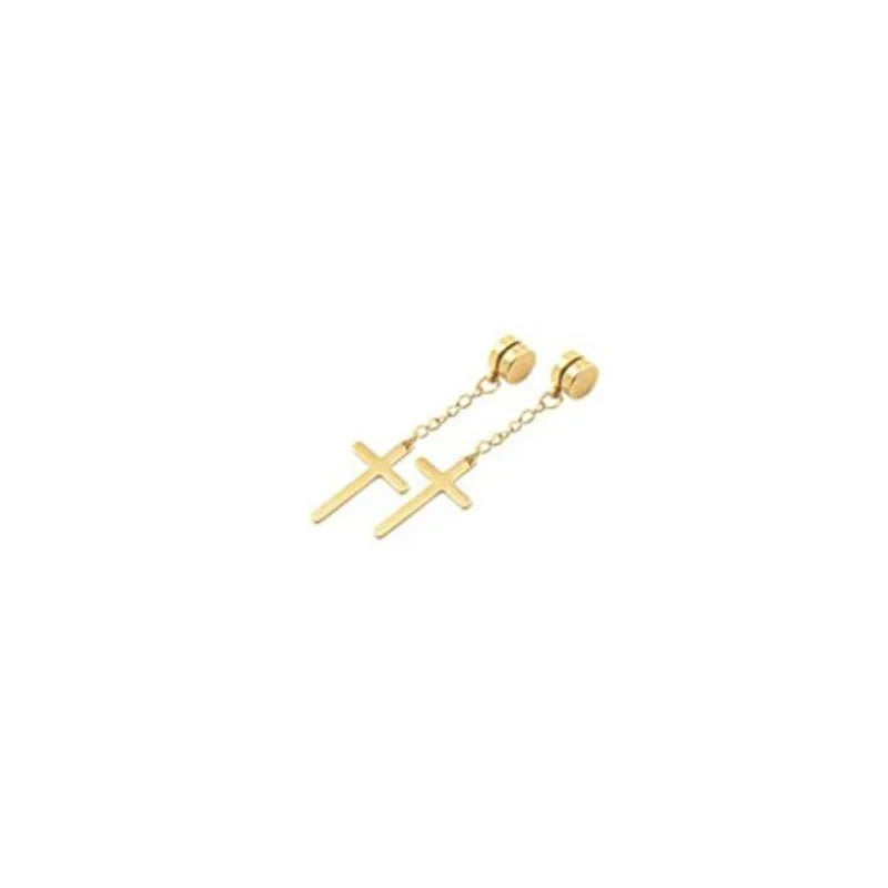 Punk Kreuz Anhänger Quaste Edelstahl Ohrringe Magnet Mode Geometrische Clip Ohr Schmuck Party Geschenke Für Frauen Männer