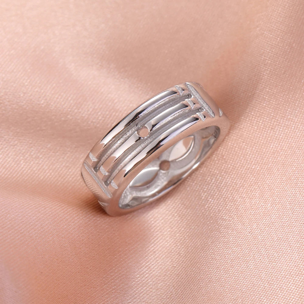 Teamer Amulett Atlantis Ring Edelstahl Breite Mode Minimalistische Ringe für Männer Frauen Paar Hochzeitstag Schmuck Geschenk