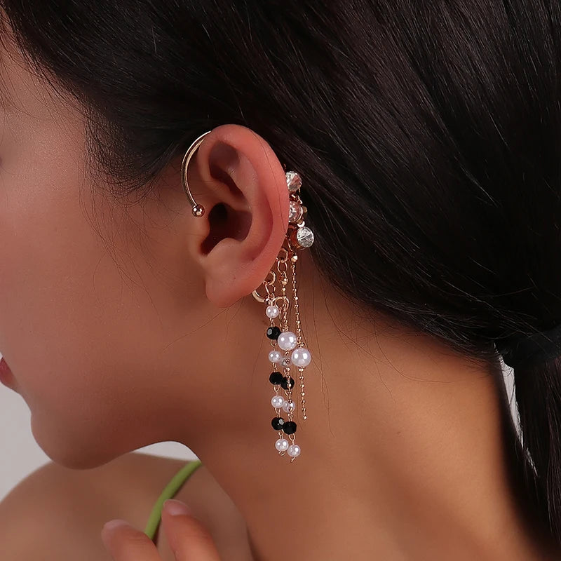 Aihua Neue Mode Gold Farbe Conch Shell Clip Ohrringe Für Frauen Einfache Gefälschte Knorpel Lange Quaste Ohr Manschette Schmuck Geschenke