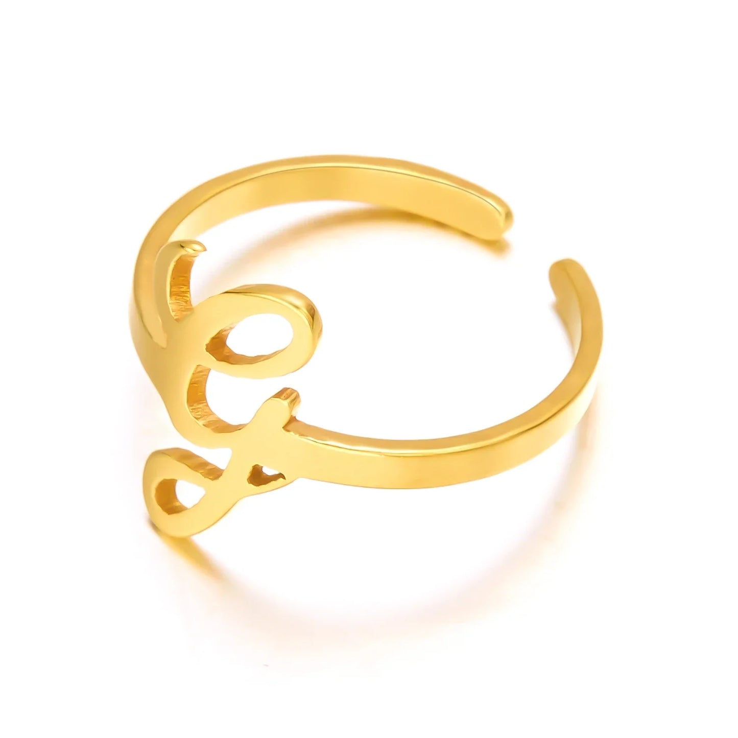 Ringe mit Anfangsbuchstaben für Damen, goldfarben, Edelstahl, A-Z, Buchstabe, verstellbarer Ring, ästhetisch, Hochzeit, Weihnachten, Schmuck, Geschenk
