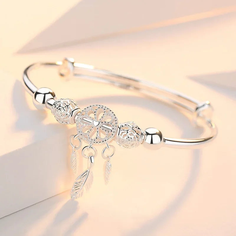 Trendige Armreifen aus 925er-Sterlingsilber, niedlich, offen, für Damen, Modeschmuck, Anpassungsgröße, Manschette, Hochzeit, Party