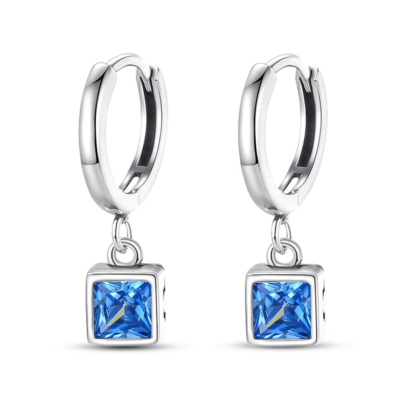 Heißer Verkauf Mode 925 Silber Farbe Ohrringe Blau Zirkon Sterne Mond Unregelmäßigkeit Ohrringe Für Frau Feine Geburtstag Schmuck Geschenke