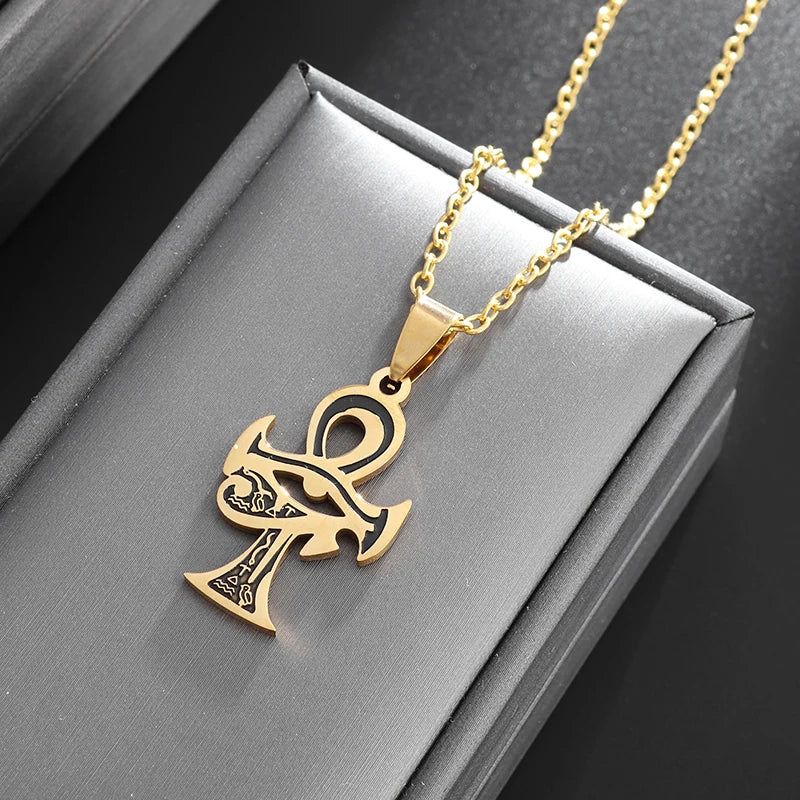 Kreative Retro antike ägyptische Ankh Kreuz Anhänger Halskette für Männer personalisierte Tier Totem Halskette Zubehör Geschenk