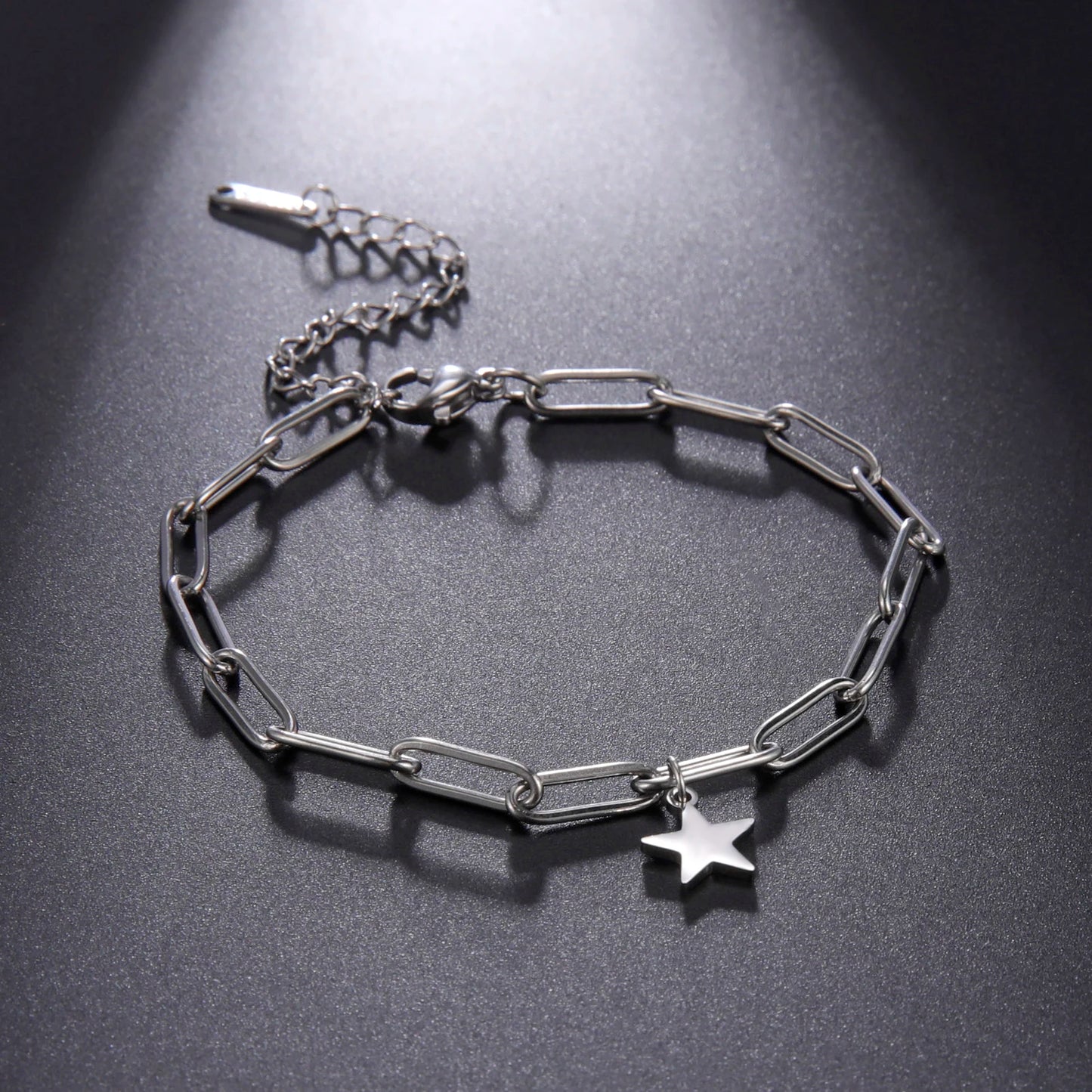 Amaxer Edelstahl Armband für Frauen Mann Pentagramm Büroklammer Kette Pulseira Hochzeitstag Schmuck Mutter Geschenk